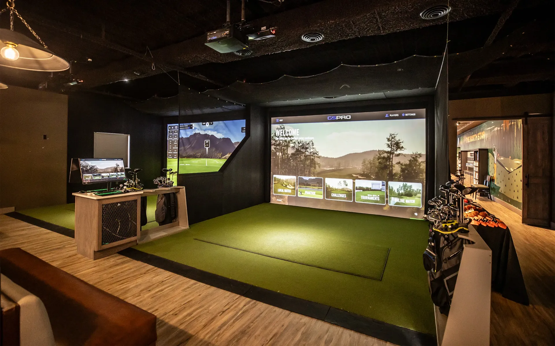 Indoor golf simulator facility